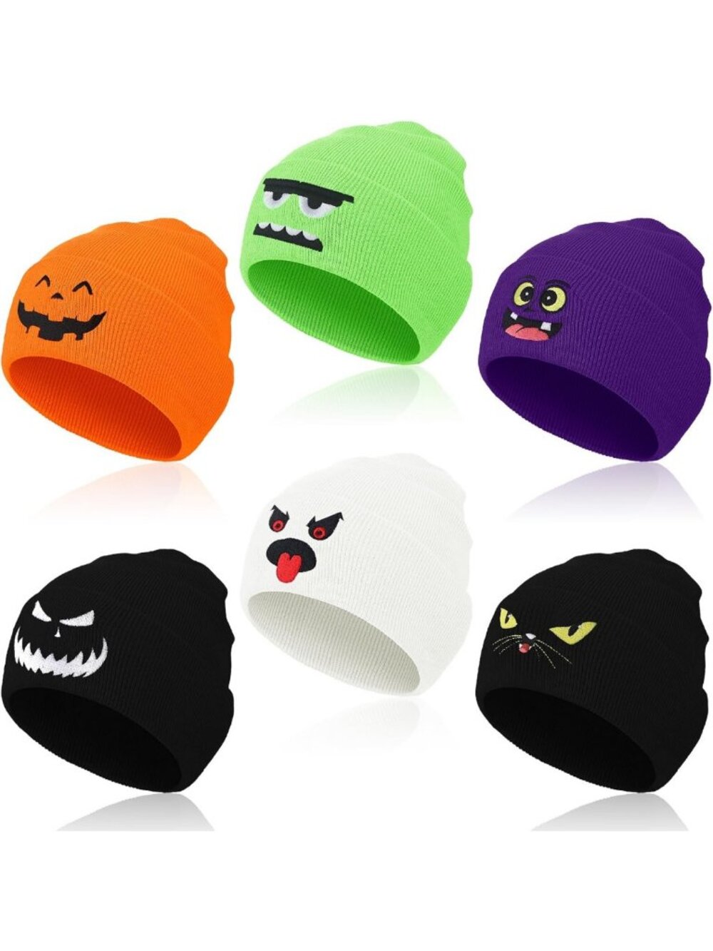 6 Pcs Halloween Skull Beanie Hats - Scary Costume Accessories for Parties